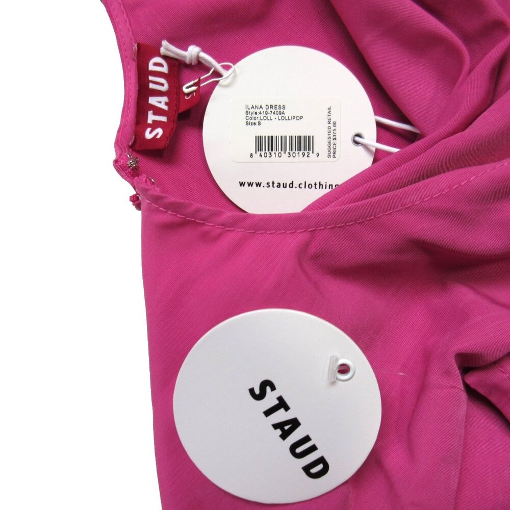 NWT Staud Ilana in Lollipop Pink Taffeta Tie Back A-line Maxi Dress S $375 - Picture 9 of 15